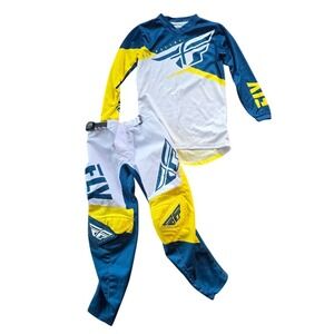 Fly Racing F16 Motocross Gear Set Youth YM 20 Blue Yellow White F16 Jersey Pants